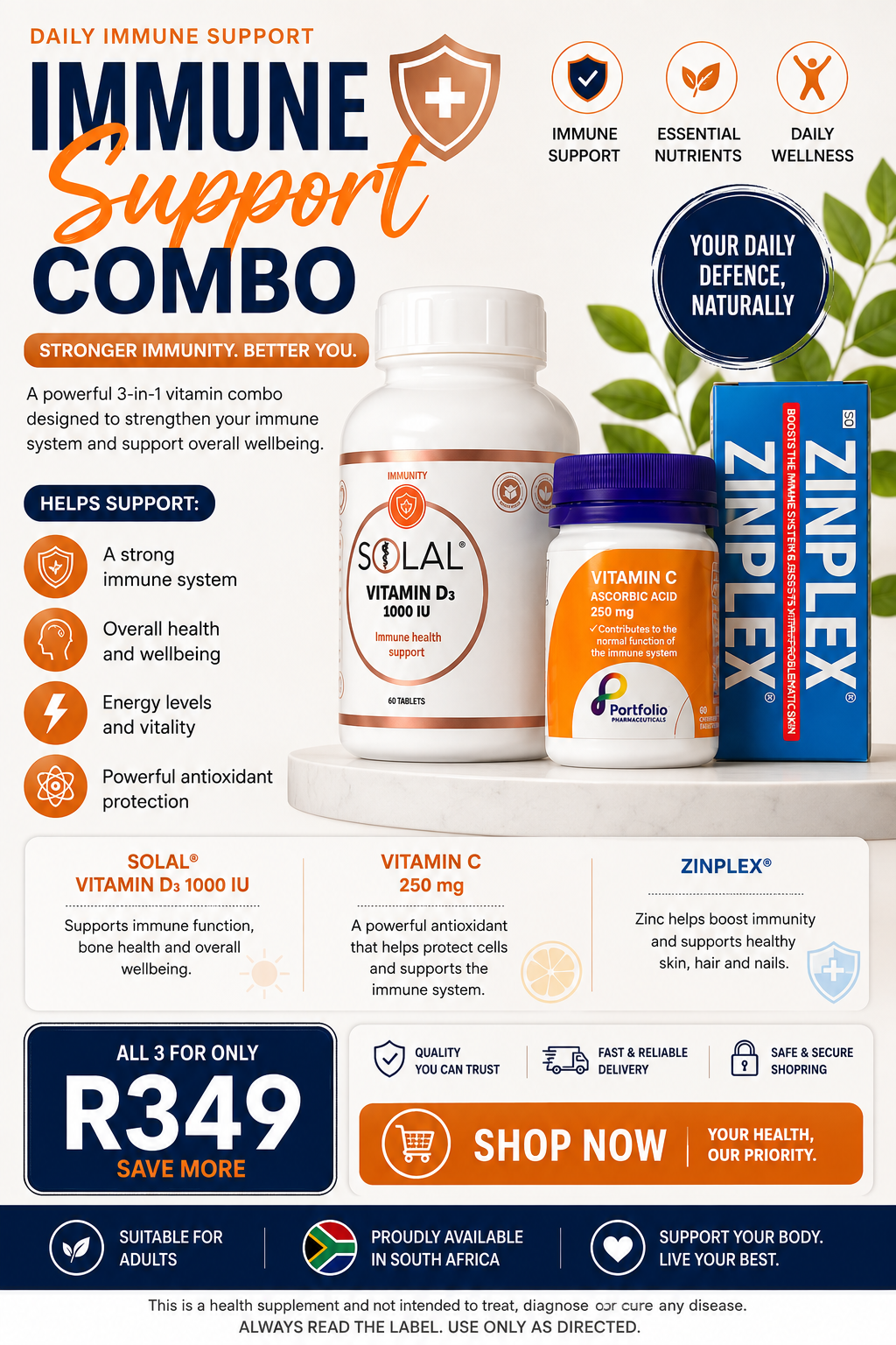 Immune Support Combo – 3-in-1 Daily Immune Support